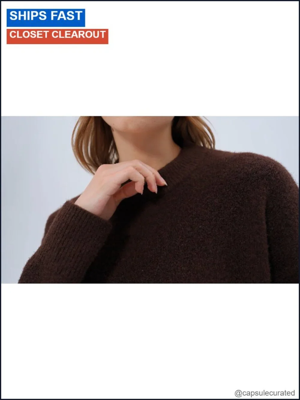 Women's Fuzzy Knit Oversized Crew Neck Long Sleeve Pullover Sweater
